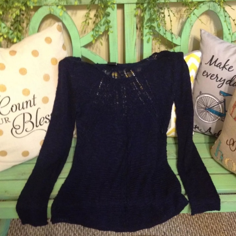 Ladies Small New Directions Navy Blue Blouse